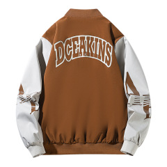 New Men's Coat Loose Colorblocking Tops Streetwear Casual Baseball Jacket