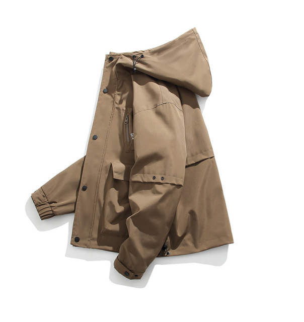 LANWO new retro hooded men's outdoor work jacket jacket