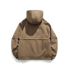 LANWO new retro hooded men's outdoor work jacket jacket
