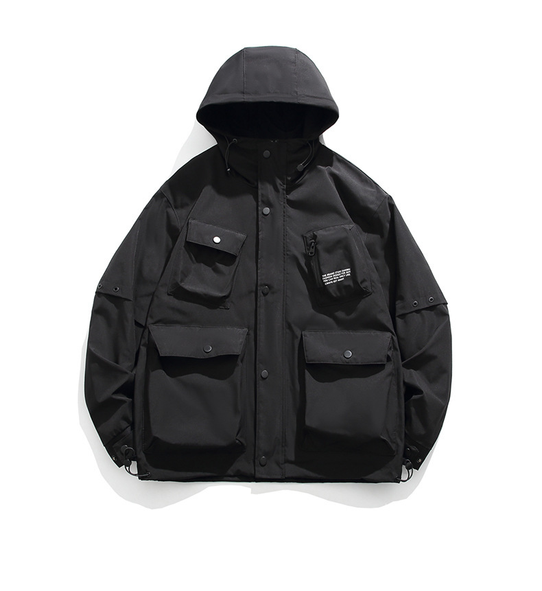 LANWO new retro hooded men's outdoor work jacket jacket