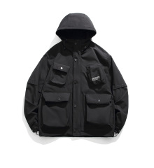 LANWO new retro hooded men's outdoor work jacket jacket