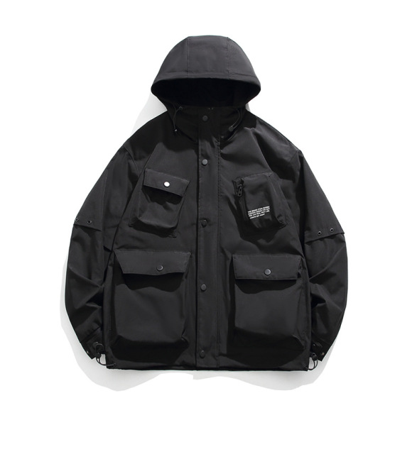 LANWO new retro hooded men's outdoor work jacket jacket