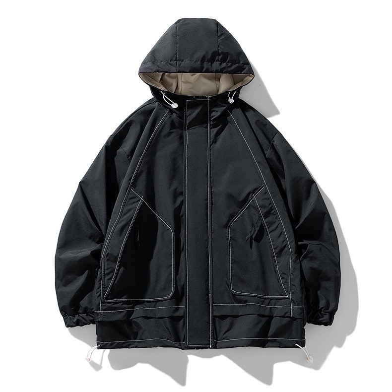 LANWO new men's loose jacket stand-up collar men's workwear jacket