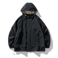 LANWO new men's loose jacket stand-up collar men's workwear jacket