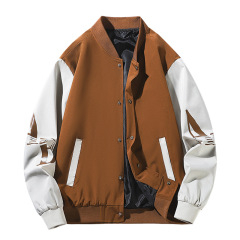 New Men's Coat Loose Colorblocking Tops Streetwear Casual Baseball Jacket