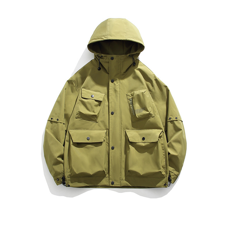 LANWO new retro hooded men's outdoor work jacket jacket