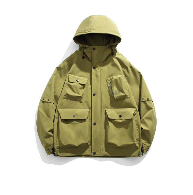 LANWO new retro hooded men's outdoor work jacket jacket