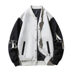 New Men's Coat Loose Colorblocking Tops Streetwear Casual Baseball Jacket