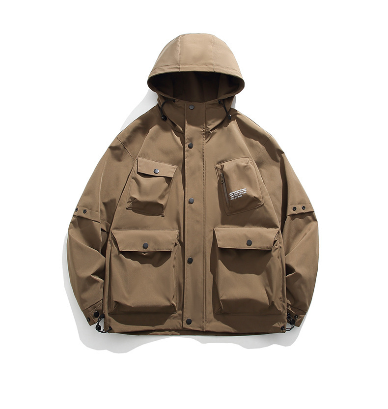 LANWO new retro hooded men's outdoor work jacket jacket