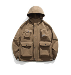 LANWO new retro hooded men's outdoor work jacket jacket