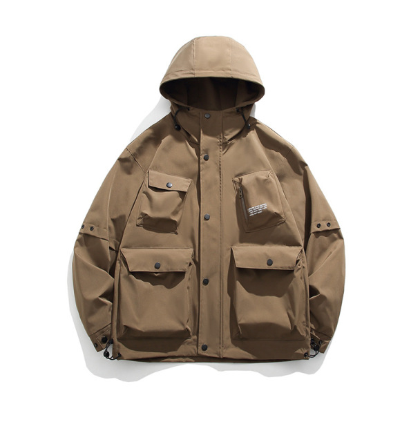 LANWO new retro hooded men's outdoor work jacket jacket