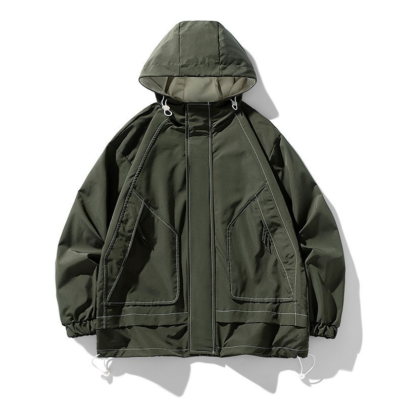 LANWO new men's loose jacket stand-up collar men's workwear jacket