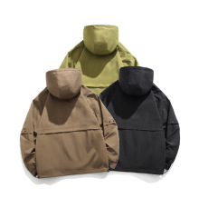 LANWO new retro hooded men's outdoor work jacket jacket