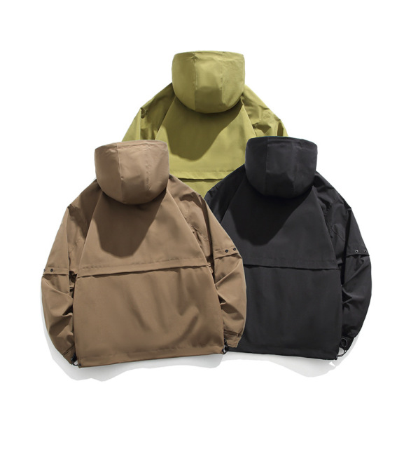 LANWO new retro hooded men's outdoor work jacket jacket