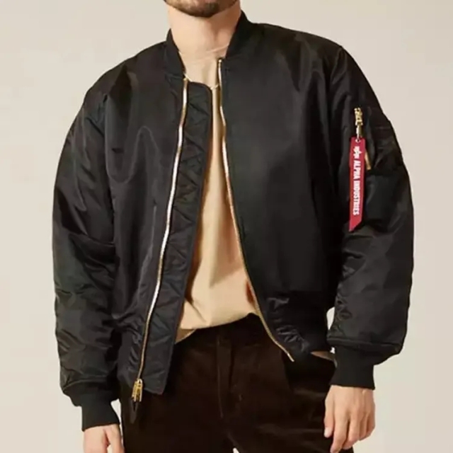 Men's Custom Logo Bage Private Label Full Zip Up College Letterman Leather Nylon Polyester Flight Satin Bomber Jacket For Men