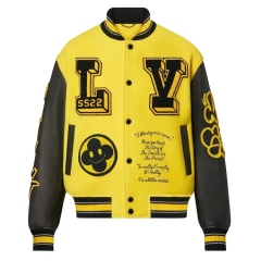 Oem Custom Chenille Embroidery Patch Leather Sleeve Bomber Baseball Letterman Jacket For Men
