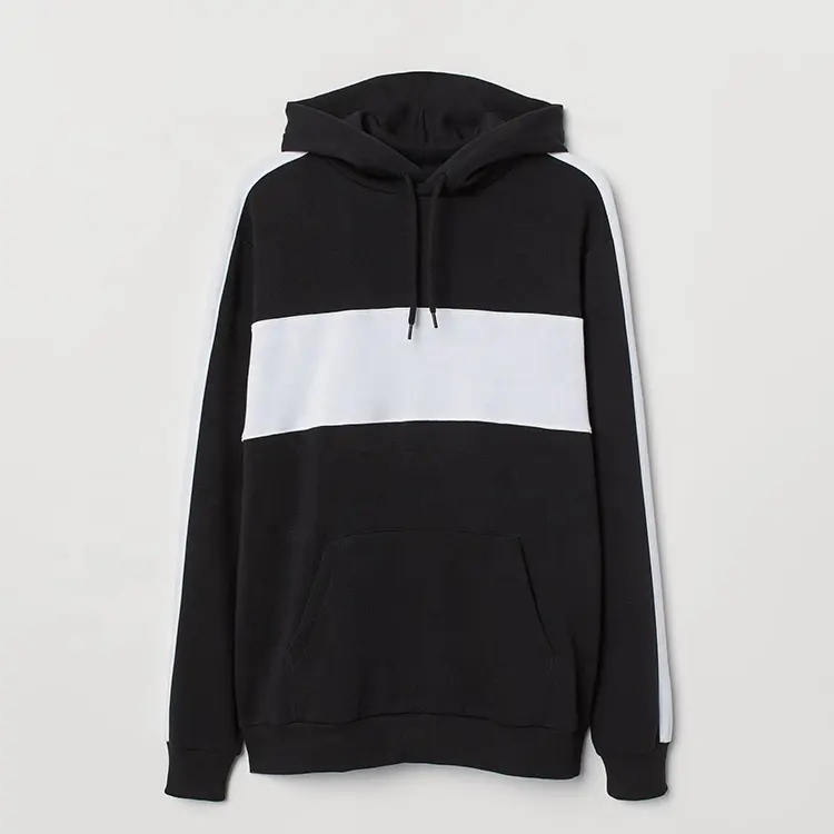 Custom Logo Satin Lined Cotton Blank Casual Colour Block Men's Hoodies