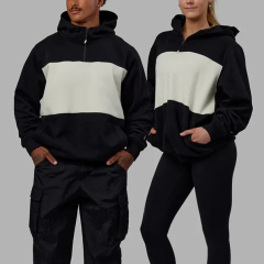 High Quality Custom Unisex Fleece Pullover Hoodie Zip Up Drop Shoulder Boxy Heavyweight 400 Gsm Oversized Half Zip Hoodies Men