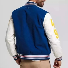 Custom Logo College Chenille Embroidery Patch Pu Leather Sleeve Wool Polyester Vintage Letterman Baseball Jacket For Men