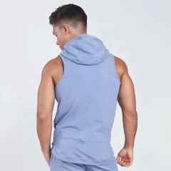 High Quality Men Custom Fit Lightweight Sports Training Zipper Pocket Sleeveless Hoodie