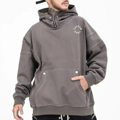 High Neck Zip Hoodie 100% Cotton Blank French Heavy Weight 500 Gsm Turtleneck Oversized Fit Custom Logo Men's Hoodies