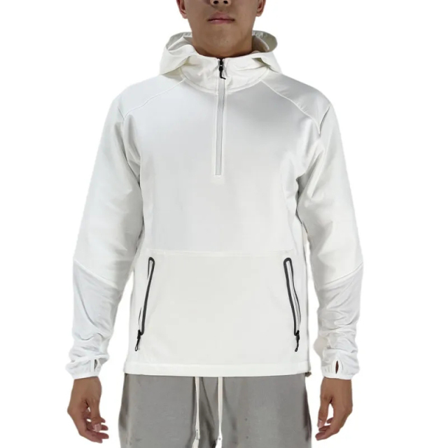 Custom Design Private Label Sports Training Active Half Zip Pullover Boxy Drop Shoulder Oversized Blank Quarter Zip Hoodies Men