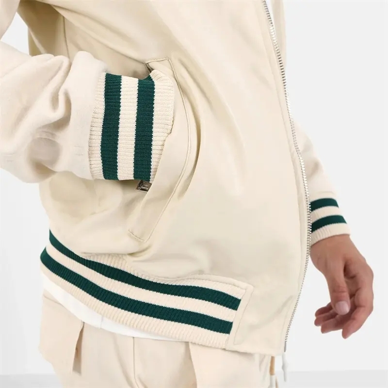 Oem Custom Patch Embroidery Leather Sleeve Vintage Letterman Varsity Jacket For Men