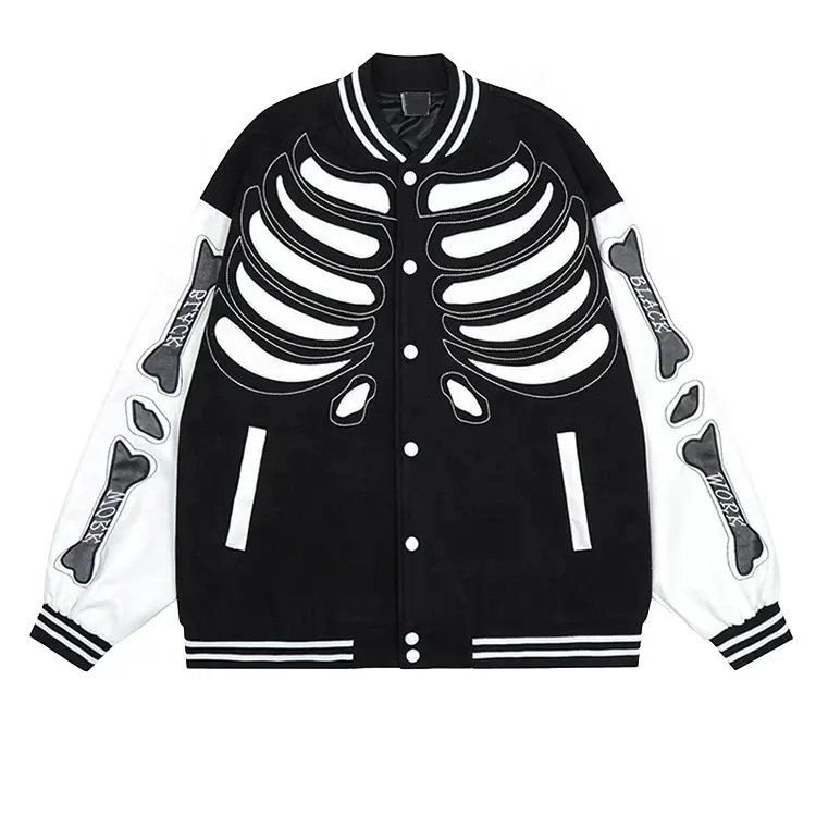 Custom Chenille Embroidery Patch Leather Sleeve Baseball Youth College University School Flight Letterman Varsity Jacket For Men