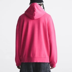 Custom Logo Men's Pouch Pocket Streetwear Hoodies Cotton French Terry Vintage Washed Distressed Ripped Hoodie For Men