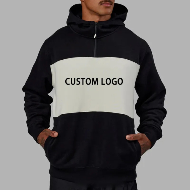 High Quality Custom Unisex Fleece Pullover Hoodie Zip Up Drop Shoulder Boxy Heavyweight 400 Gsm Oversized Half Zip Hoodies Men