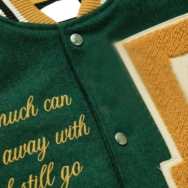 Oem Custom Leather Sleeve Cropped Jacket Chain Chenille Embroidery Vintage Letterman Varsity Jacket For Men