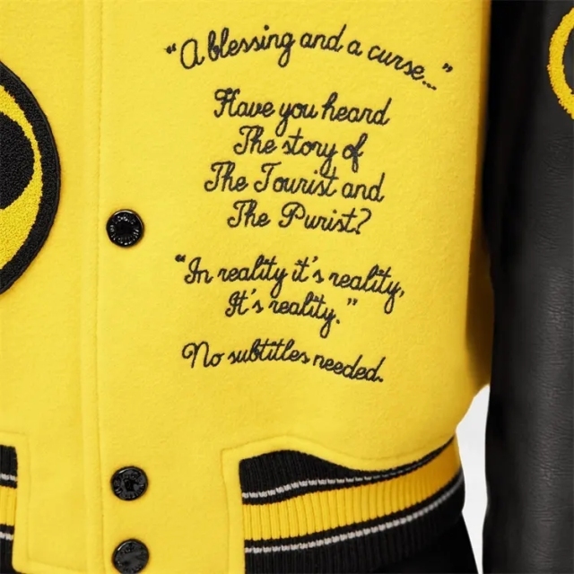 Oem Custom Chenille Embroidery Patch Leather Sleeve Bomber Baseball Letterman Jacket For Men