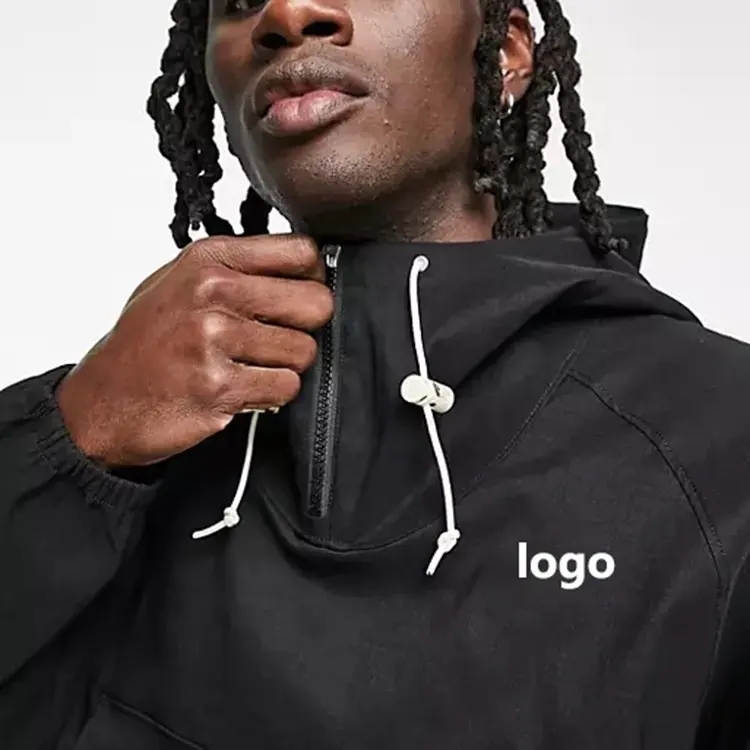 Men's Custom Printing Logo Outdoor 1/4 Zip Mesh Lining Nylon Polyester Waterproof Flight Bomber Windbreaker Cargo Jacket For Men