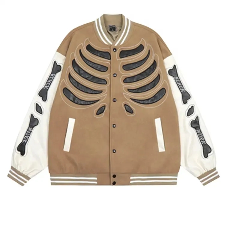 Custom Chenille Embroidery Patch Leather Sleeve Baseball Youth College University School Flight Letterman Varsity Jacket For Men