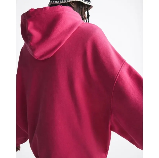 Custom Logo Men's Pouch Pocket Streetwear Hoodies Cotton French Terry Vintage Washed Distressed Ripped Hoodie For Men