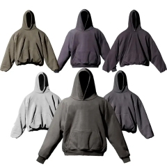 Hoodies Manufacturer Crop Blank 100 Cotton French Terry Pullover Plain Pocket Heavyweight Custom No Strings Hoodie For Men