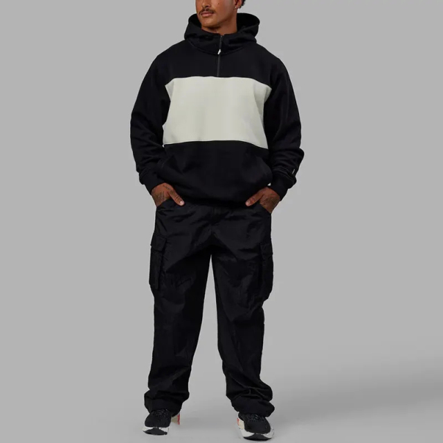 High Quality Custom Unisex Fleece Pullover Hoodie Zip Up Drop Shoulder Boxy Heavyweight 400 Gsm Oversized Half Zip Hoodies Men