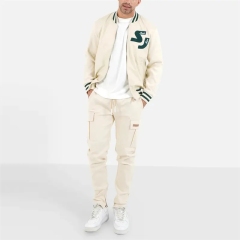 Oem Custom Patch Embroidery Leather Sleeve Vintage Letterman Varsity Jacket For Men