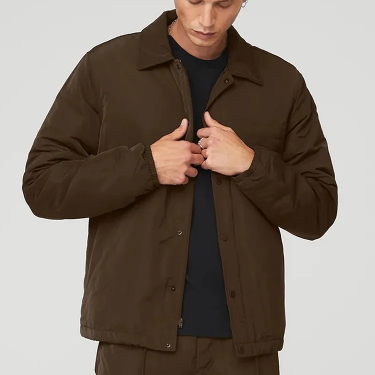 Autumn Winter Men's Custom Logo Zip Up Snaps College Letterman Baseball Nylon Polyester Vintage Flight Bomber Jacket For Men