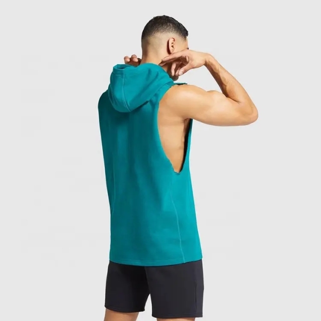 Customize Summer Style Cotton/spandex Fitness Gym Sleeveless Hoodies For Men