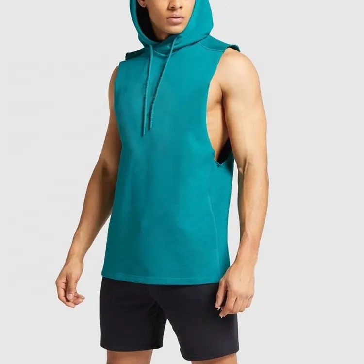 Customize Summer Style Cotton/spandex Fitness Gym Sleeveless Hoodies For Men