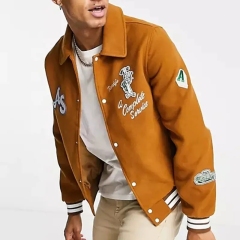 Custom Embroidery Badges Letterman Jacket Wholesale Regular Fit Side Pocket Spread Collar Varsity Baseball For Men