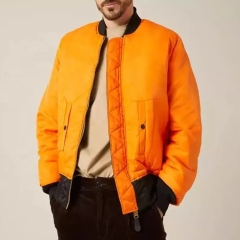 Men's Custom Logo Bage Private Label Full Zip Up College Letterman Leather Nylon Polyester Flight Satin Bomber Jacket For Men