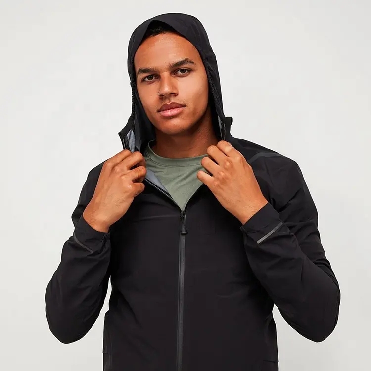 Oem Men's Custom Logo Full Zip Up Nylon Polyester Woven Outdoor Sport Softshell Windbreaker Jacket For Men