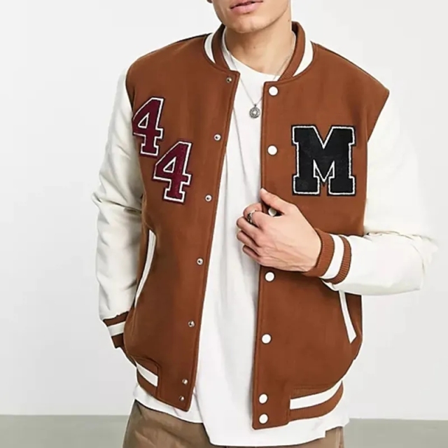 Custom Embroidery Badges Letterman Jacket Wholesale Regular Fit Side Pocket Spread Collar Varsity Baseball For Men