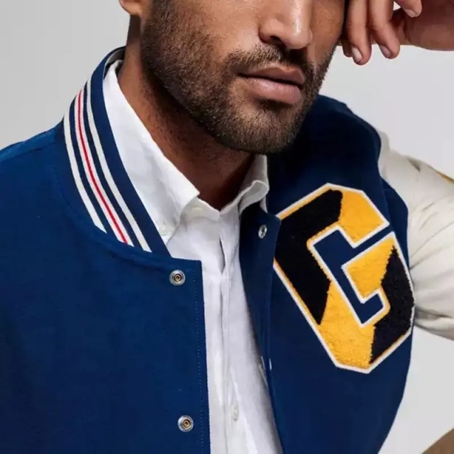 Custom Logo College Chenille Embroidery Patch Pu Leather Sleeve Wool Polyester Vintage Letterman Baseball Jacket For Men