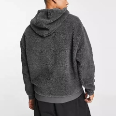 Oem Custom Logo Blank High Quality Winter Heavy Weight Polar Berber Polyester Faux Shearling Fleece Sherpa Hoodie For Men