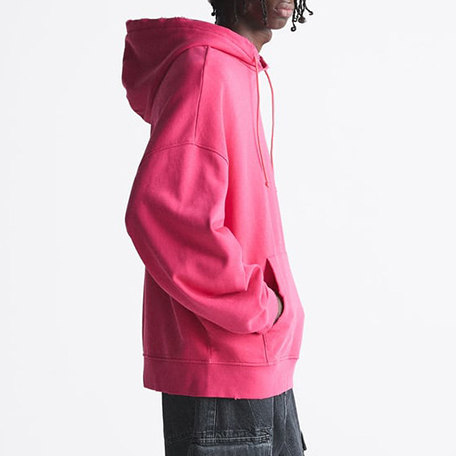 Custom Logo Men's Pouch Pocket Streetwear Hoodies Cotton French Terry Vintage Washed Distressed Ripped Hoodie For Men