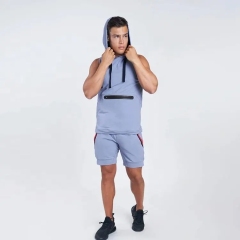 High Quality Men Custom Fit Lightweight Sports Training Zipper Pocket Sleeveless Hoodie