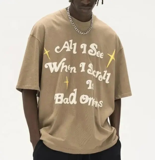 Heavy Weight Cotton Oversized Custom Letters Foam Screen Printing Graphic T Shirt 3d Puff Print T-shirt
